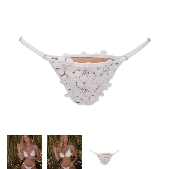 White Crochet Bikini Set with Scalloped Edging - Picture 3 of 9